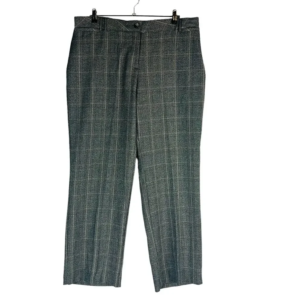 New Avenue Womans 16 Average Dress Pants No Gap Trouser Plaid Comfort Waist NWT